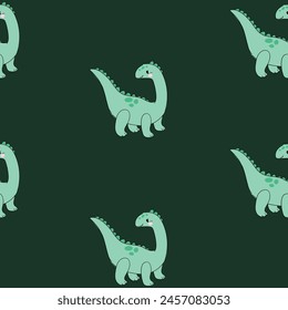 Сute little Dinosaur seamless pattern. Hand drawn trend print for kids fabric Vector Illustration