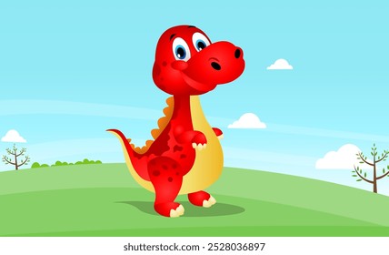 Pequeño Vector de dinosaurio, lindo personaje de dinosaurio bebé, ilustración de dibujos animados