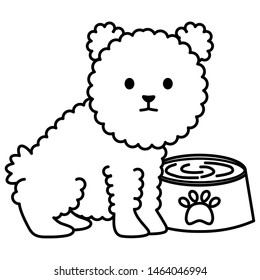 little dog adorable with dish water