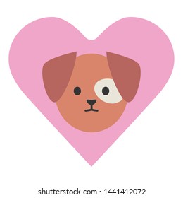 little dog adorable mascot head in heart