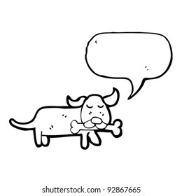 pequeño perro con dibujos animados de huesos