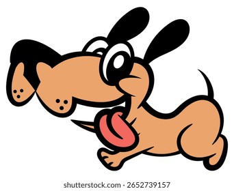 Little Dog cartoon characters running in house. Best for sticker, logo, and mascot with Pet themes