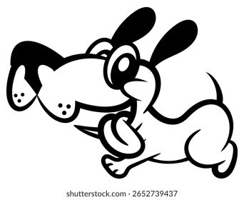 Little Dog cartoon characters running in house. Best for outline, logo, and coloring book with Pet care themes