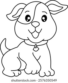 Little dog cartoon line art for coloring book pages