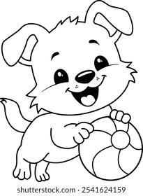 Little dog coloring book illustration