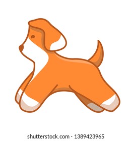 Little dog. Home pet. Cute puppy. Animal line art icon flat illustration vector. Isolated on a white background.