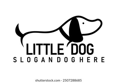 little dog illustration line logo icon design black and white vector	