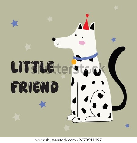 little dog frşend illustration vector design for kids tee