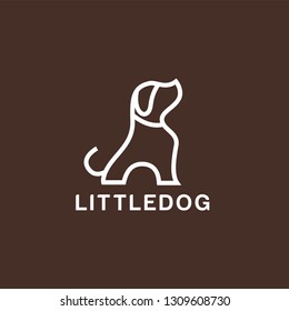 Little dog linear logo line art outline monoline vector download - Vector