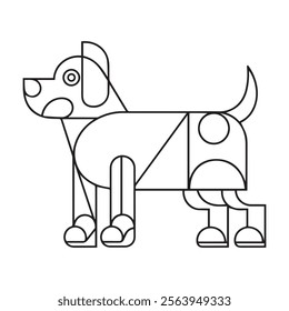 Little dog. Puppy. Black and white vector illustration for coloring book
