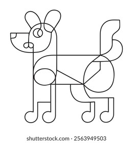 Little dog. Puppy. Black and white vector illustration for coloring book
