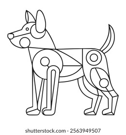 Little dog. Puppy. Black and white vector illustration for coloring book
