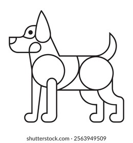 Little dog. Puppy. Black and white vector illustration for coloring book
