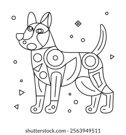 Little dog. Puppy. Black and white vector illustration for coloring book
