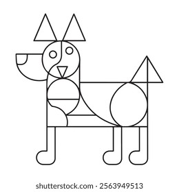 Little dog. Puppy. Black and white vector illustration for coloring book
