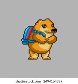 Little dog ready for school, pixel art meme