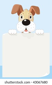 Little dog showing a large paper for his wish list. No gradient fills. Very easy to edit.