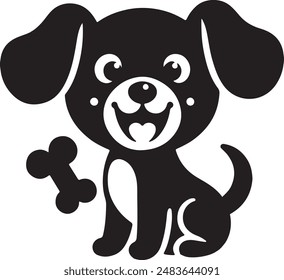 Little dog silhouette vector art illustration