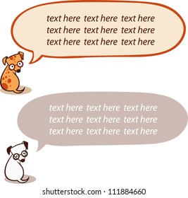 ?artoon little dog with speech bubble. ?ute cartoon dog and a speaking bubble.