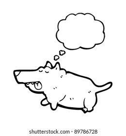 little dog with thought bubble cartoon