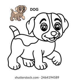 Little Dog Vector Design Illustration With Sample For Coloring Pages