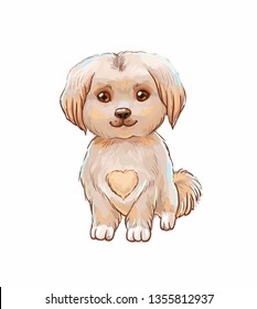 Little dog. Vector illstration with cute puppy