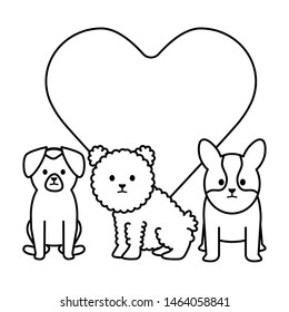 little dogs adorables mascots with heart