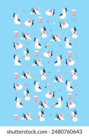 Little Dogs  pattern vector illustration