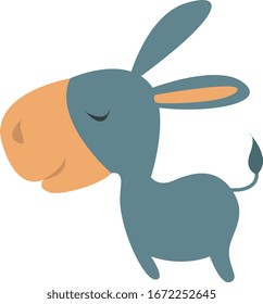 Little donkey, illustration, vector on white background.