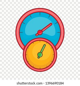 Little double speedometer icon. Cartoon illustration of speedometer vector icon for web design