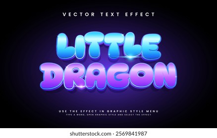 Little Dragon 3d Editable Text Effect. Glowing Elegant Style Text.