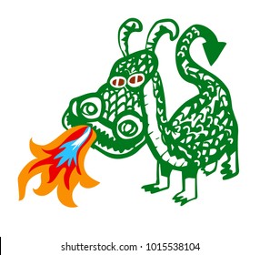 little dragon breathing fire