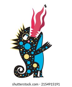 Little Dragon Breathing Fire. Illustration
