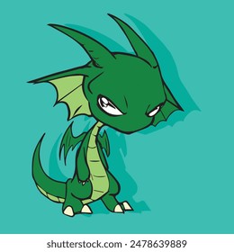 little dragon in cartoon style logo for t-shirt