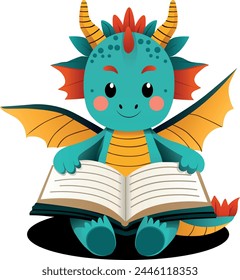 A little dragon with an open book