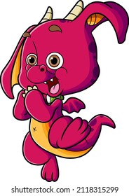 The little dragon is running and very happy to get something of illustration