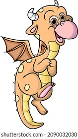 The little dragon with the small horn is flaying of illustration