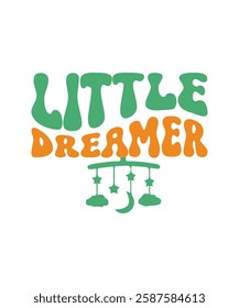 LITTLE DREAMER. T-SHIRT DESIGN. PRINT TEMPLATE.TYPOGRAPHY VECTOR ILLUSTRATION.