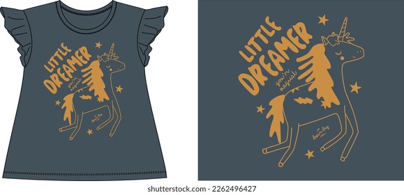 little dreamer unicorn Graphic design vector