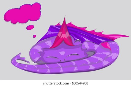 Little dreaming or sleeping dragon. Vector illustration eps10.