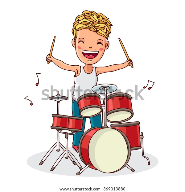 Little Drummer Boy Plays Drums Vector Stock Vector (Royalty Free) 369013880