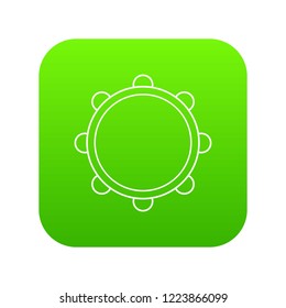 Little drums icon green vector isolated on white background