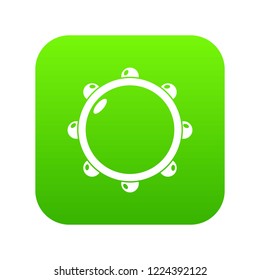 Little drums icon green vector isolated on white background