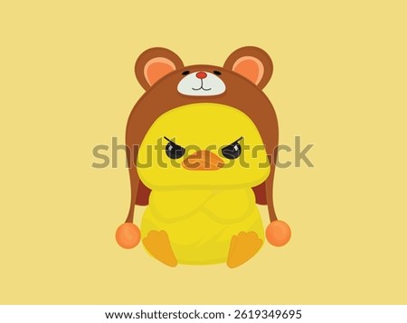 little duck with angry face vector illustration.