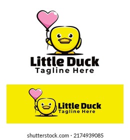 Little duck with balloon art illustration