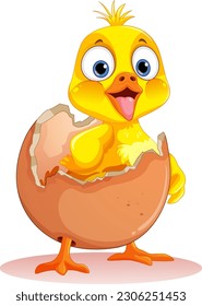 Little Duck Hatching from Egg illustration