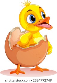 Little Duck Hatching from Egg illustration