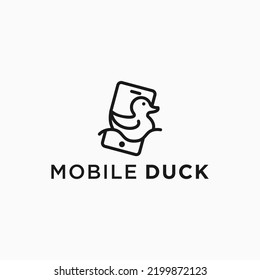 little duck logo combination with mobile phone vector design
silhouette illustration