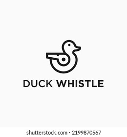 little duck logo combination with whistle vector design silhouette illustration 