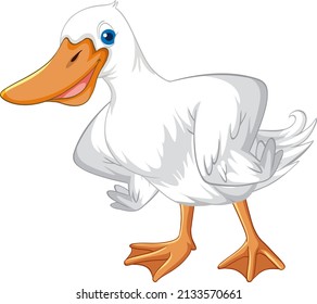 Little duck on white ground illustration